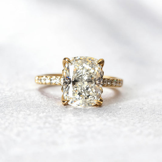 Radiant Cut Minimalist Ring | Hidden Halo Design | Modern Solitaire | Lab-Grown Diamond