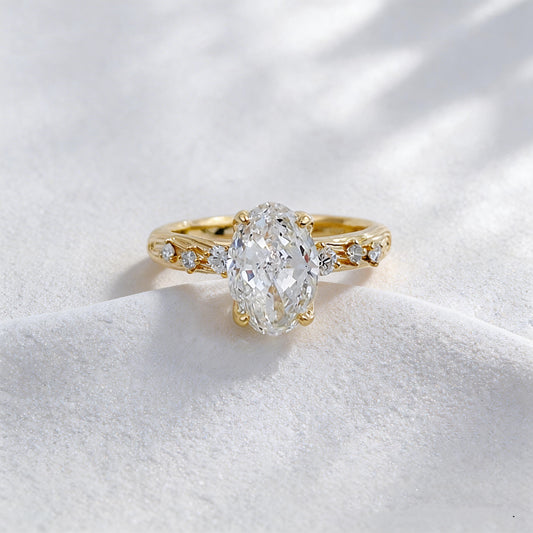 Oval-Cut Vintage Textured Diamond Ring