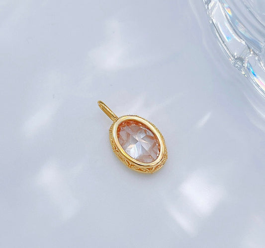 Bezel Set Oval Cut Fancy Pink Lab Grown Diamond Minimalist Pendant | 18K Yellow Gold