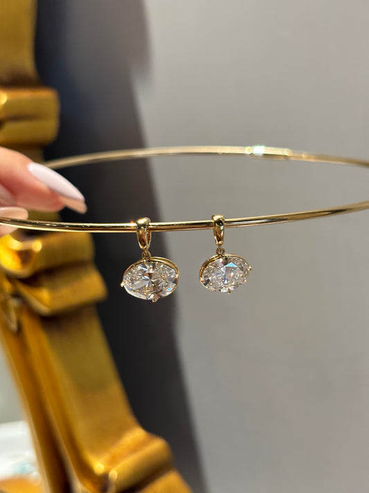 2 carat/3 carat Bezel-Set Oval Lab Grown Diamond Minimalist Solitaire Pendant Charm | 18K Gold