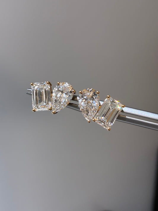 Two‑Stone Lab‑Grown Diamond Earrings | 18K Yellow Gold