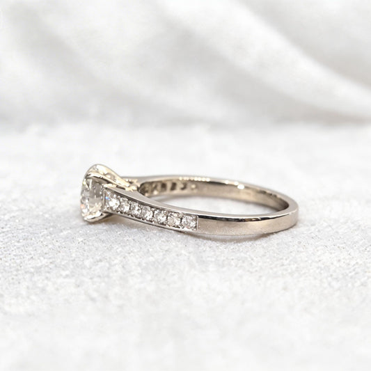 Platinum round Lab Diamond Ring with Half Eternity Band