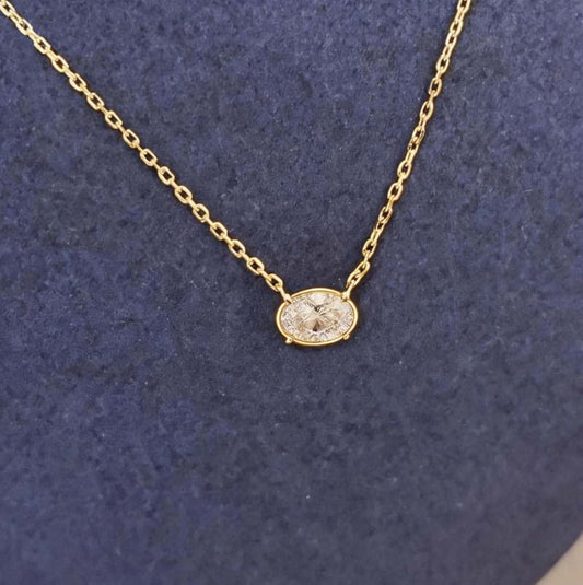 Oval-Cut Lab-Grown Diamond Pendant Necklace |Bezel-Set | Modern Heirloom | Elegant & Luxurious