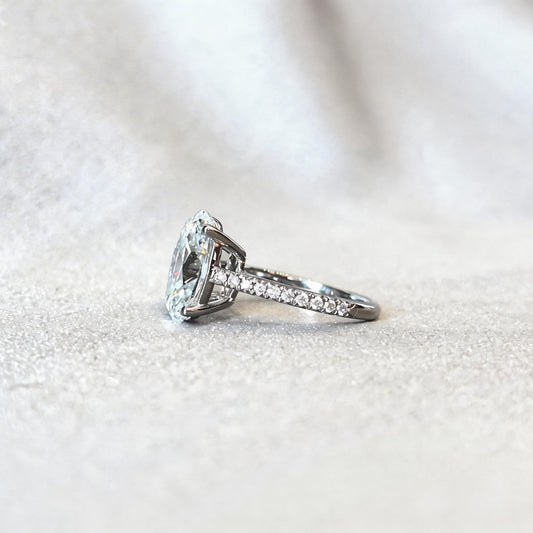 Dainty Hidden Halo Oval Lab Diamond Ring