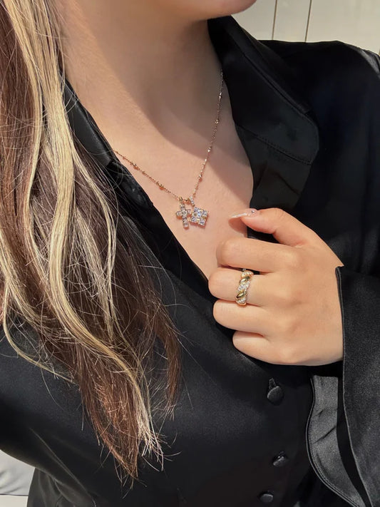 Princess Cut Lab Grown Diamond Square Pendant Necklace with Brushed Finish | 18K Yellow Gold