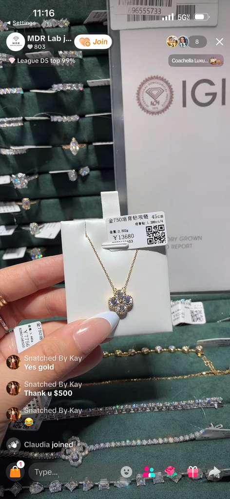 a link for Kay to pay for two diamond necklaces
