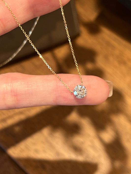 1 Carat Lab-Grown Diamond Floating Solitaire Necklace | 18K Gold