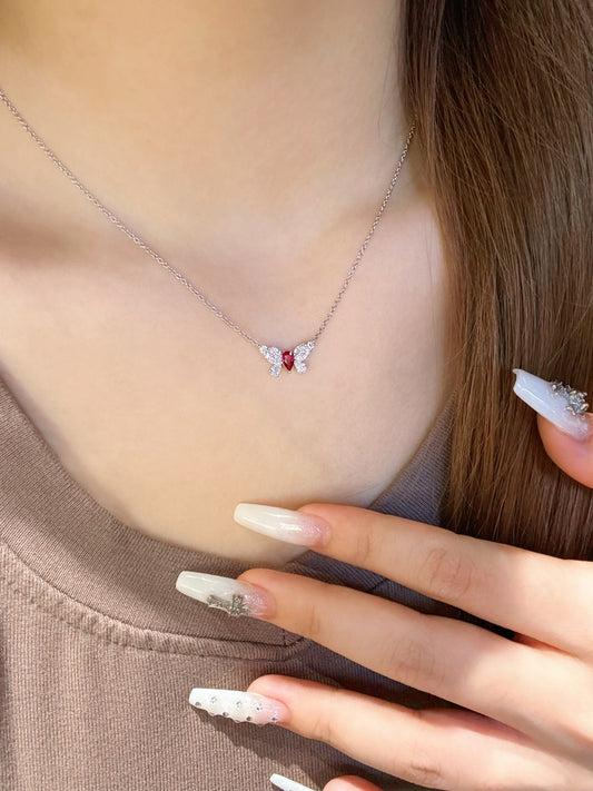 Lab Grown Gemstone Butterfly Pendant Necklace Collection | Everyday Grace & Delightful Gifting |Platinum