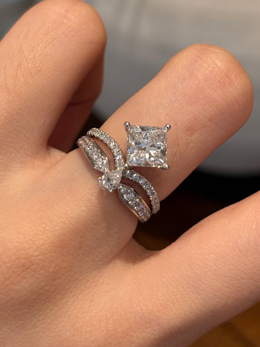 2.05ct Princess Cut Lab-Grown Diamond Halo Engagement Ring | Platinum