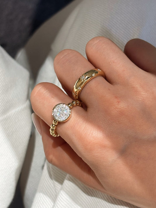 Lab Grown Diamond Pave Beaded Ring | A Circle of Bright Moments | 18K Yellow Gold