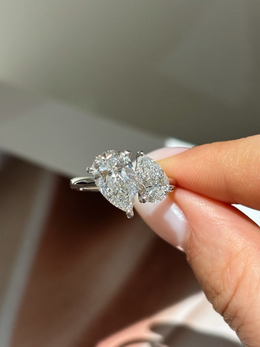 Toi et Moi Pear Cut Lab Grown Diamond Ring | Two-Stone Design | Platinum