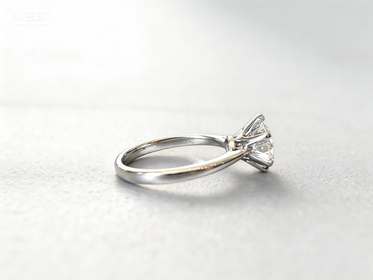 Round Solitaire Six-Claw Ring | Classic Plain Band | Timeless Design | Lab-Grown Diamond