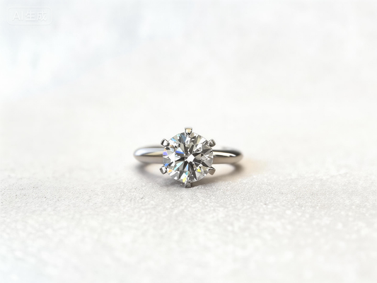 Round Solitaire Six-Claw Ring | Classic Plain Band | Timeless Design | Lab-Grown Diamond