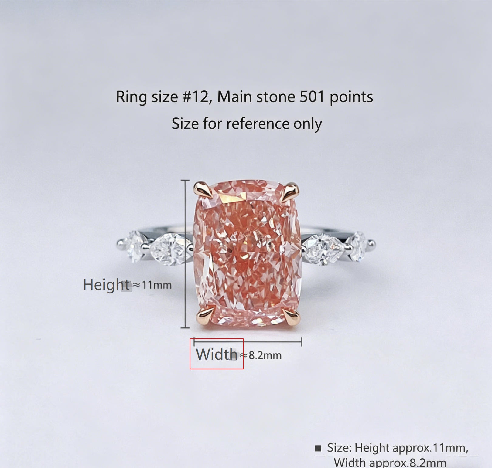 Luxury Two-Tone | Fancy Pink Lab Diamond Radiant Cut Statement Engagement Ring| 18K Gold