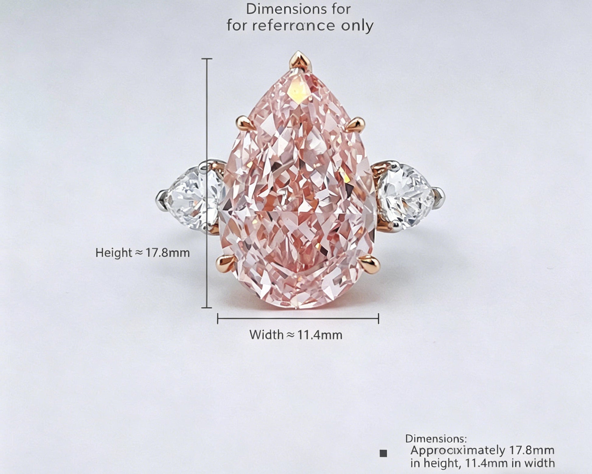 Luxury Two-Tone Blush| Pink Lab Diamond Pear Cut Statement Engagement Ring| 18K Yellow Gold