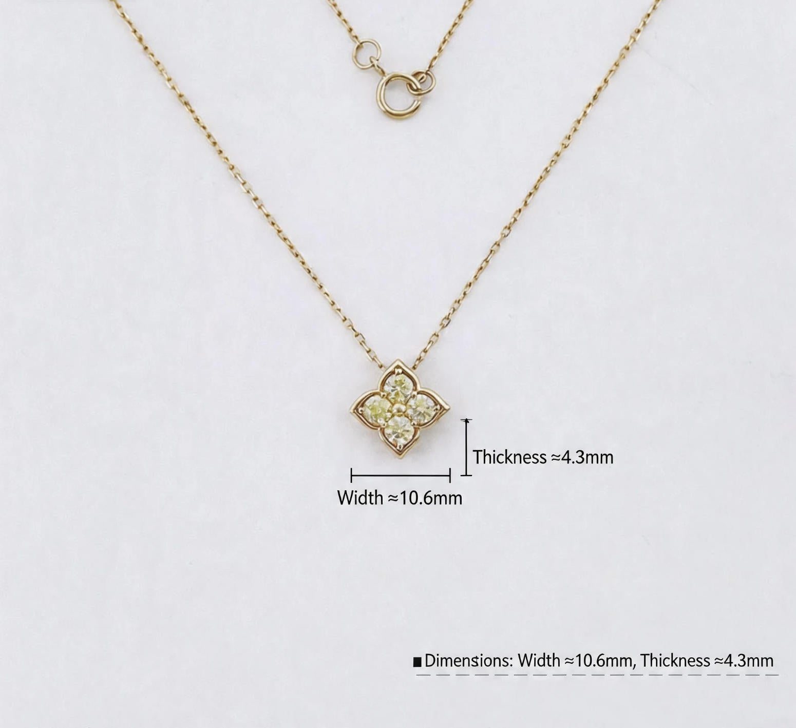 Four-Leaf Clover Lab Grown Yellow Diamond Pendant Necklace | 18K Solid Gold