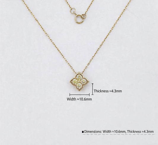 Four-Leaf Clover Lab Grown Yellow Diamond Pendant Necklace | 18K Solid Gold