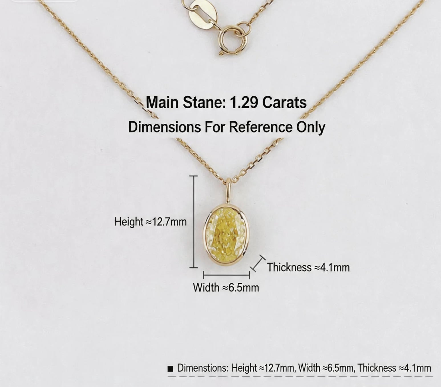 Oval Cut Bezel Set Lab Grown Yellow Diamond Pendant Necklace | 18K Solid Gold
