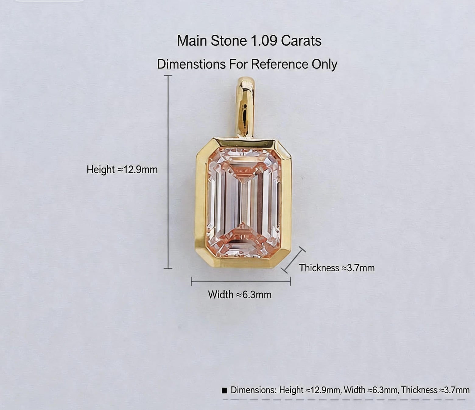 Emerald Cut Diamond Everyday Layering Solitaire Pendant | Quiet Luxury | 18K Gold