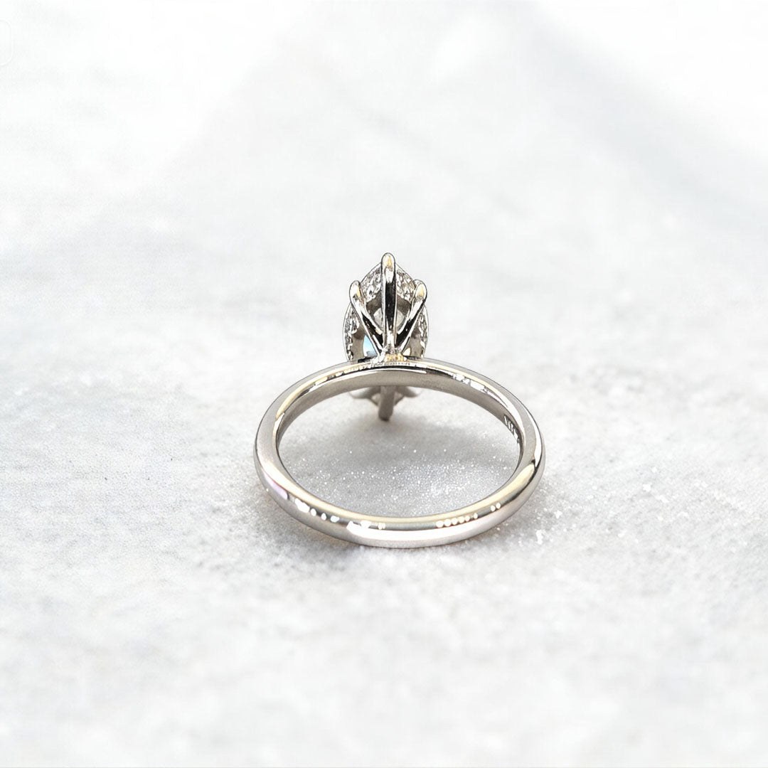 Marquise Solitaire Diamond Ring | Hidden Halo Design | Elongated Elegance | Lab-Grown Diamond