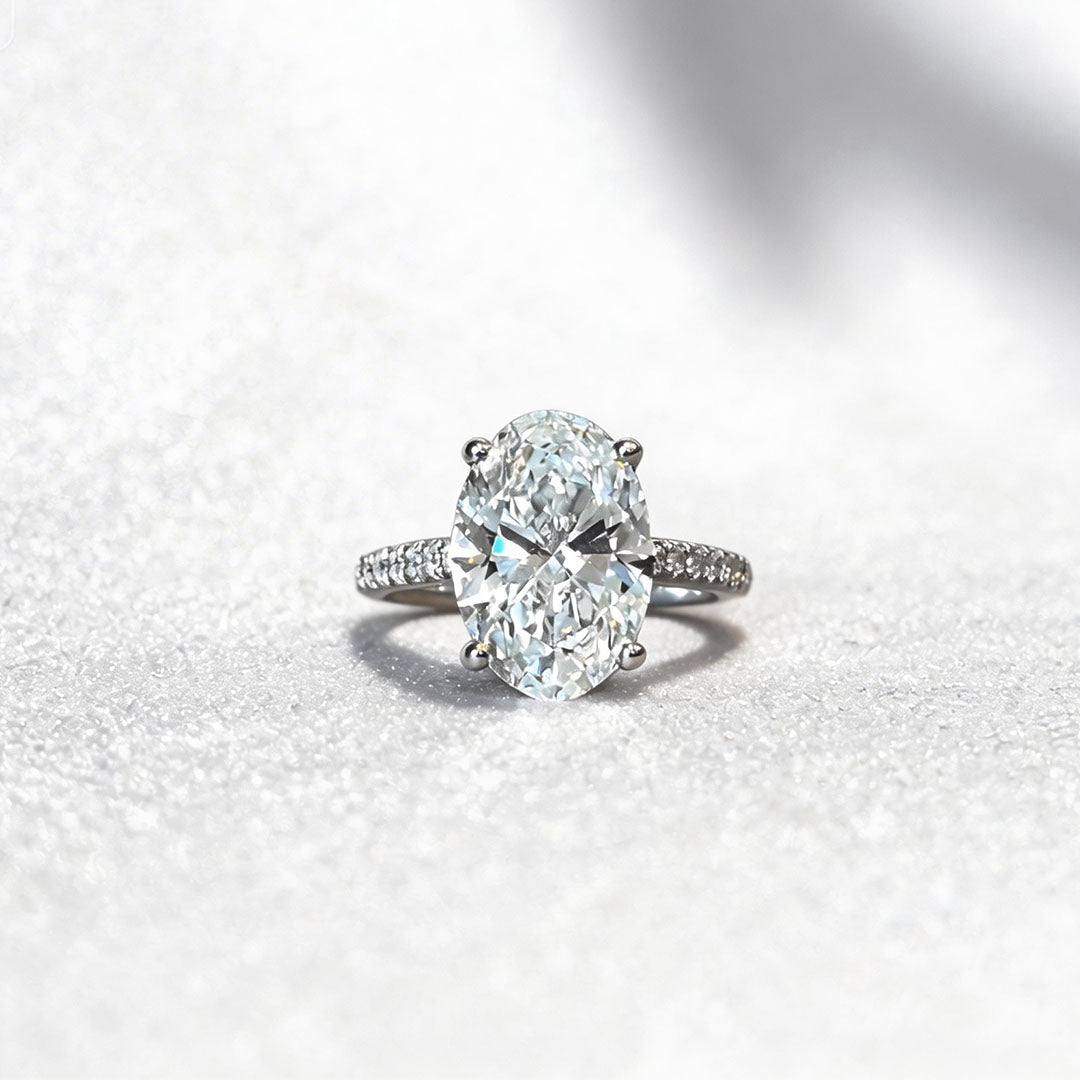 Dainty Hidden Halo Oval Lab Diamond Ring
