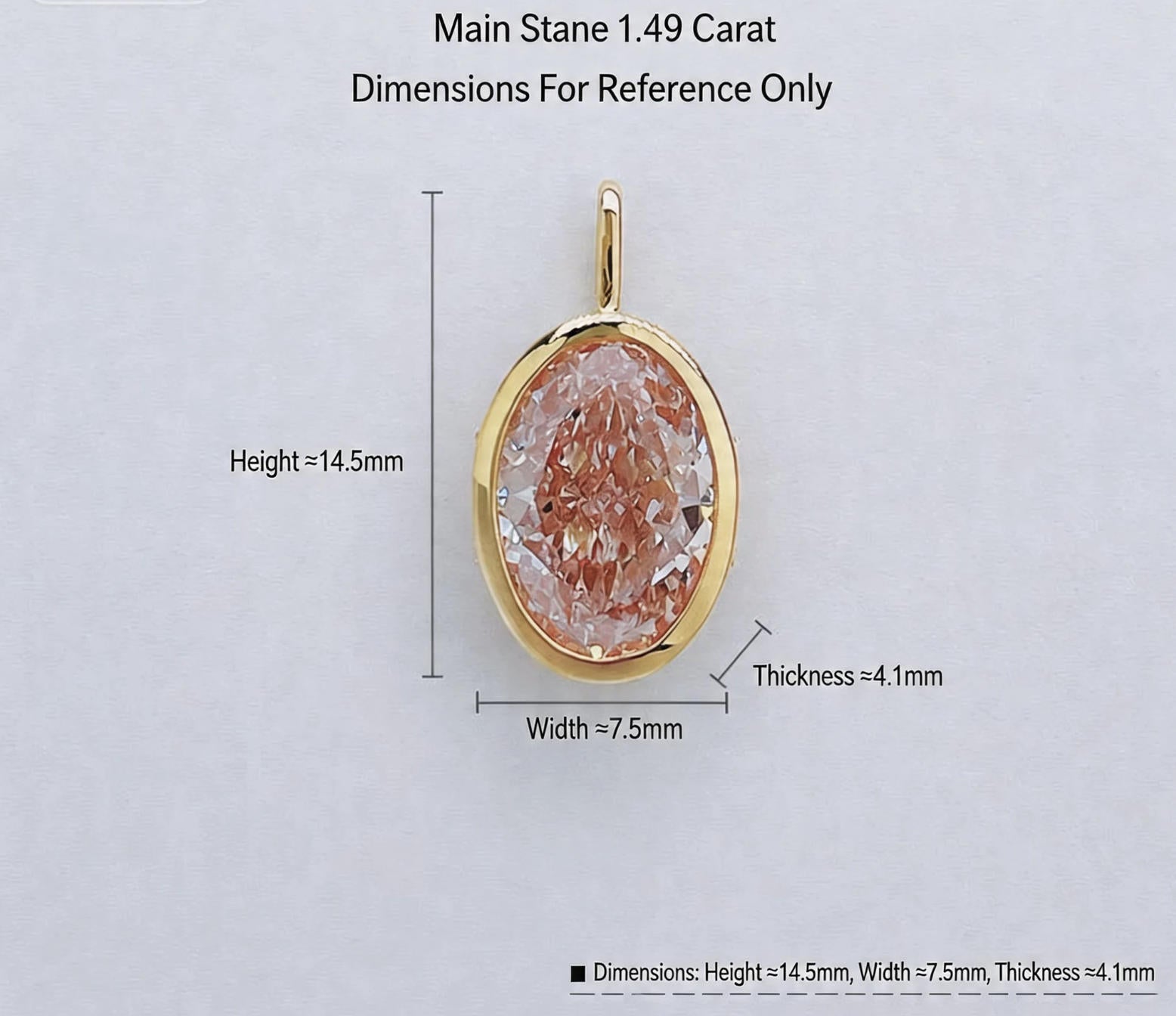 Bezel Set Oval Cut Fancy Pink Lab Grown Diamond Minimalist Pendant | 18K Yellow Gold