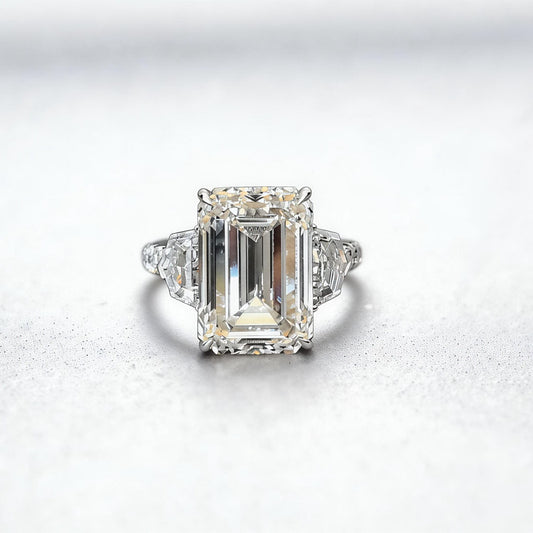 Half Eternity Emerald-Center Trilogy Ring with Cadillac Sidestones