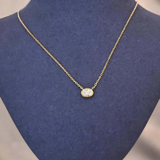 Oval-Cut Lab-Grown Diamond Pendant Necklace |Bezel-Set | Modern Heirloom | Elegant & Luxurious