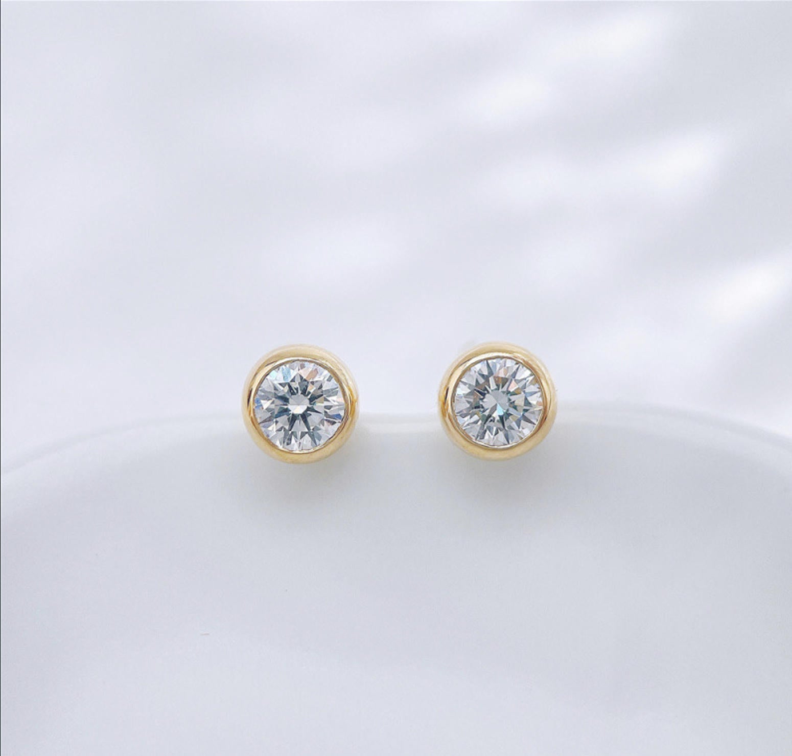 Lab-Grown Diamond Bezel Set Stud Earrings | 18K Yellow Gold
