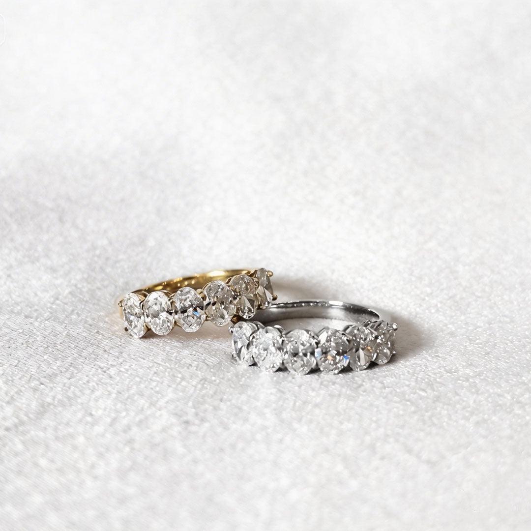 Oval Six Diamond Half Eternity Band