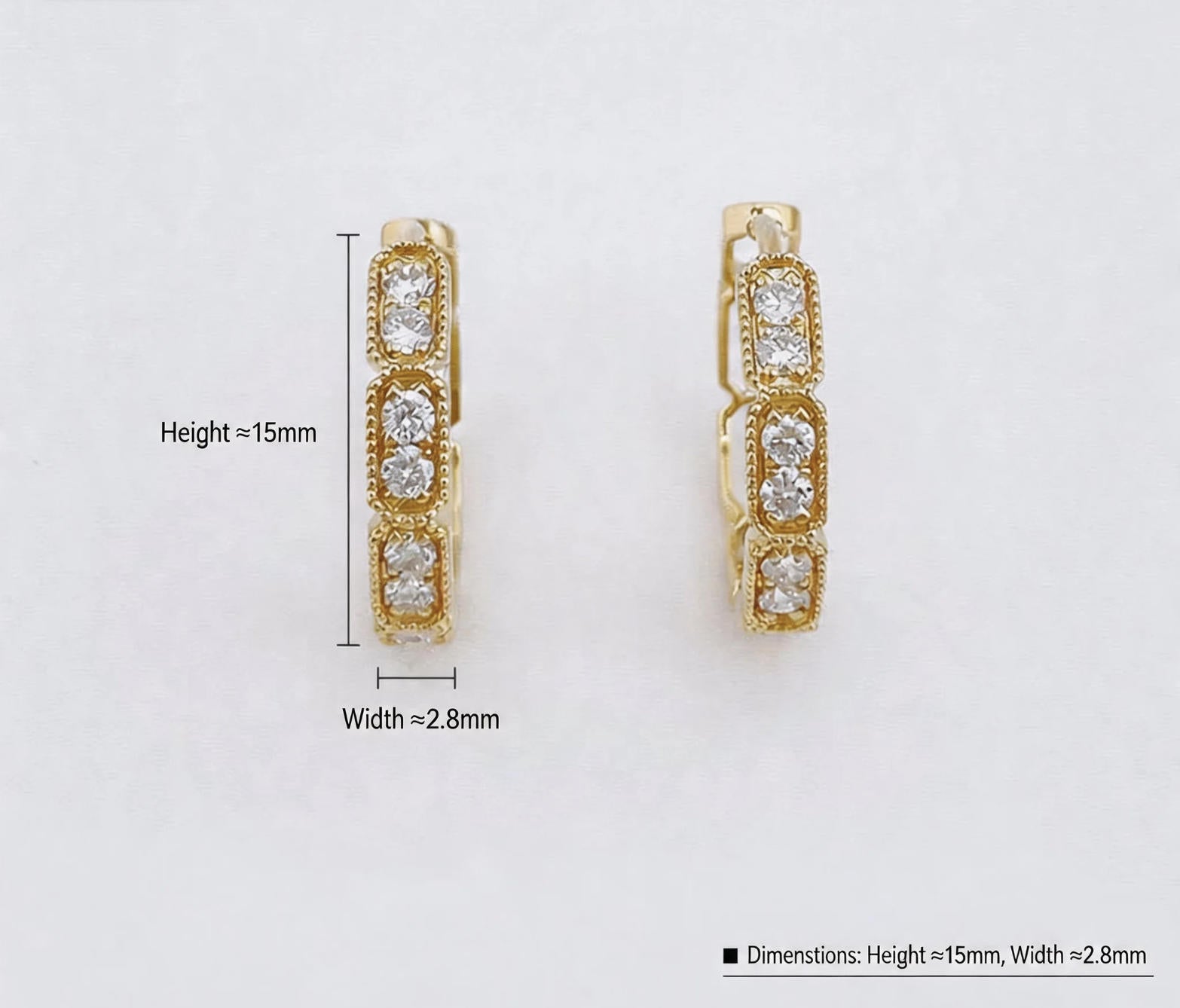 Round Lab Grown Diamond Mini Huggie Hoop Earrings | 18K Gold