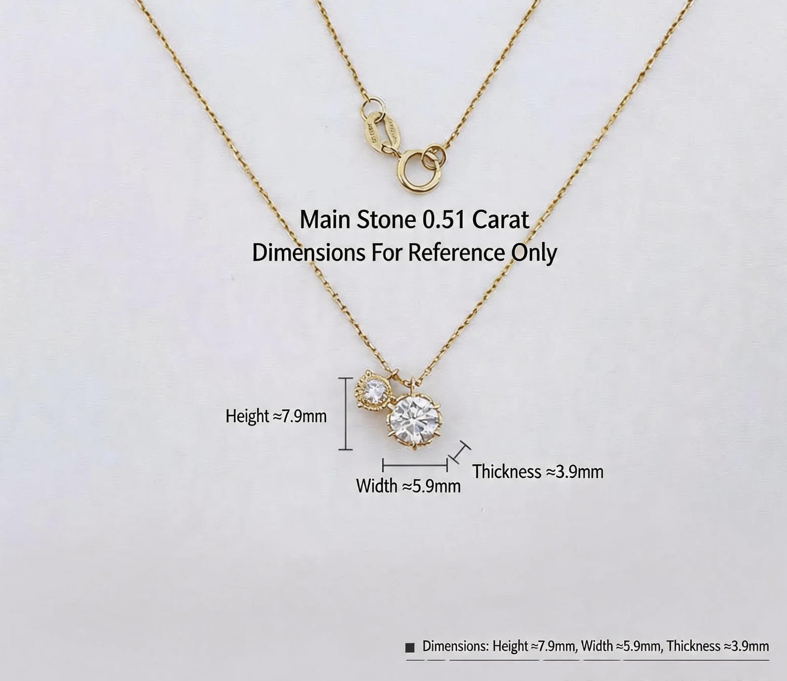 Double Round Brilliant Cut Lab Grown Diamond Minimalist Solitaire Pendant Necklace | 18K Gold