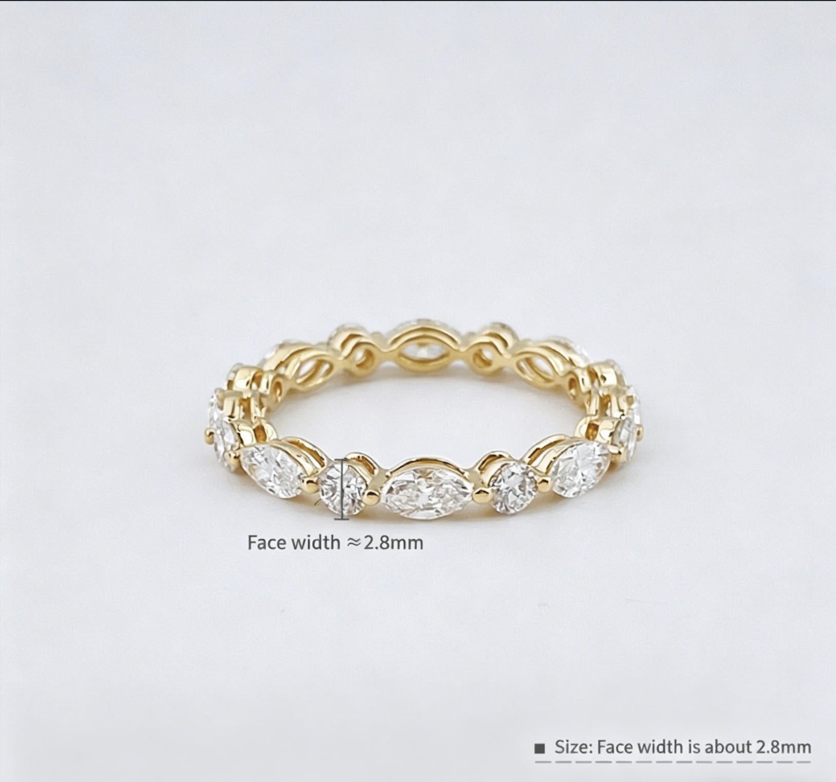 Lab Grown Diamond Alternating Wedding Band | Stackable Bridal Sparkle | 18K