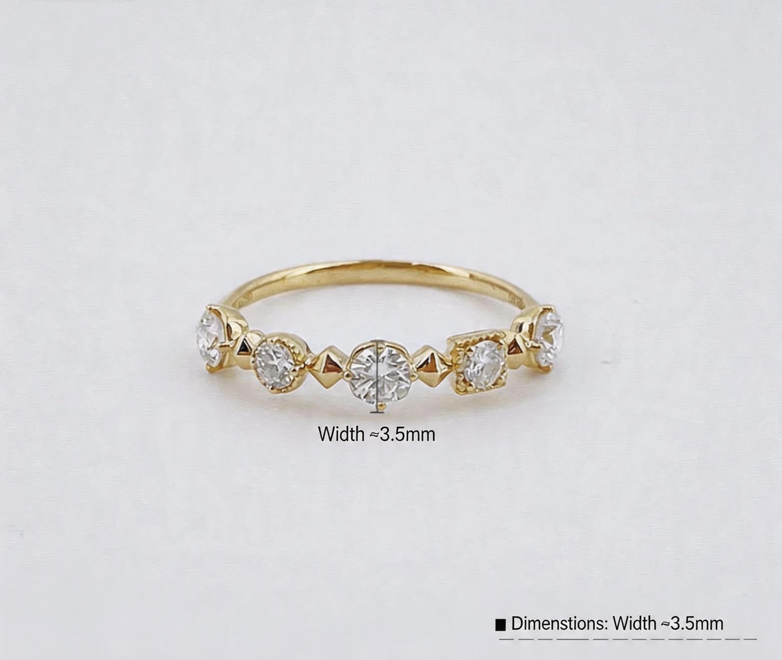Mixed Cut Milgrain Station Diamond Stackable Wedding Band Ring | 18K Gold
