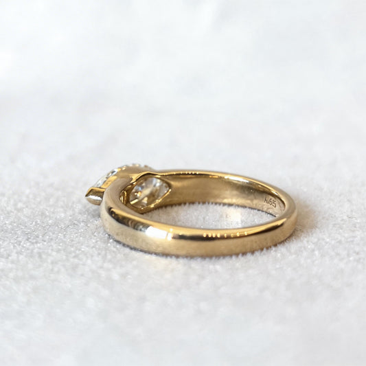 18K Gold Plain Band | Horizontal Marquise Diamond | Modern Solitaire | 1ct Lab-Grown