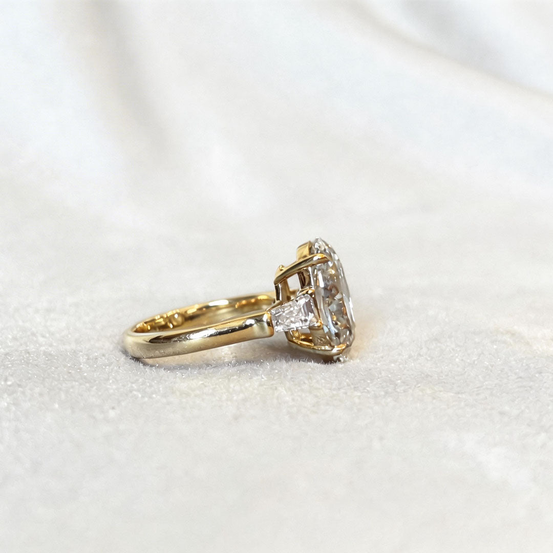 Oval Center Trilogy Ring | Baguette Sidestones | Architectural Elegance | Lab-Grown Diamonds