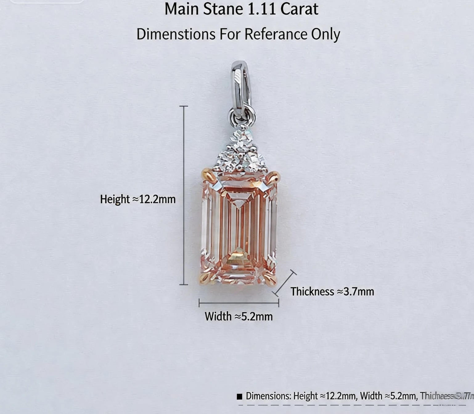 Two-Tone Emerald Cut Fancy Pink Lab Grown Diamond With Round Accent Stones Minimalist Pendant | 18K White & Rose Gold