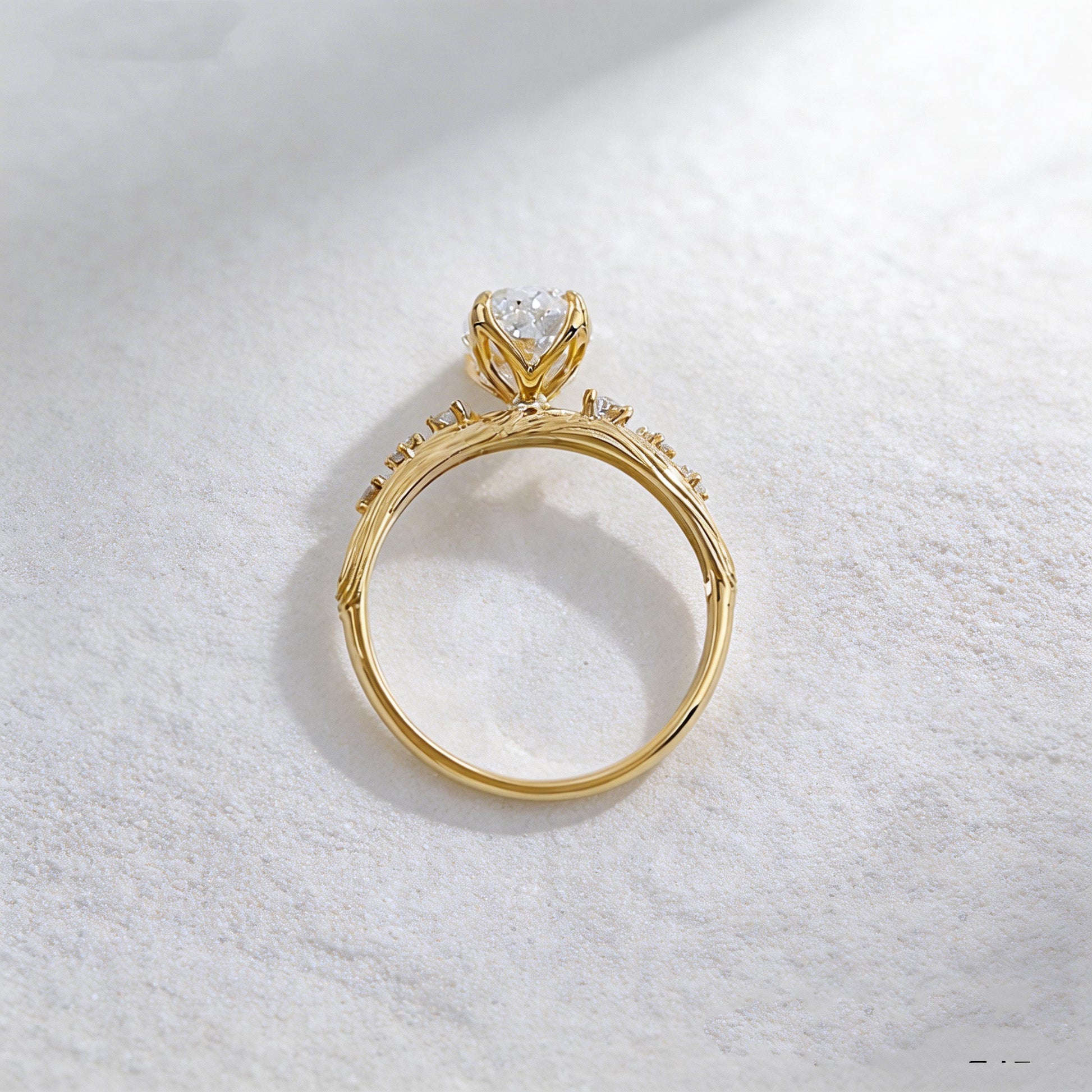 Oval-Cut Vintage Textured Diamond Ring