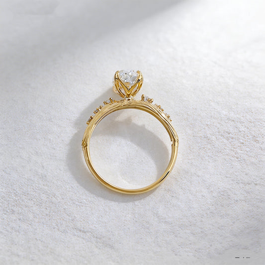 Oval-Cut Vintage Textured Diamond Ring