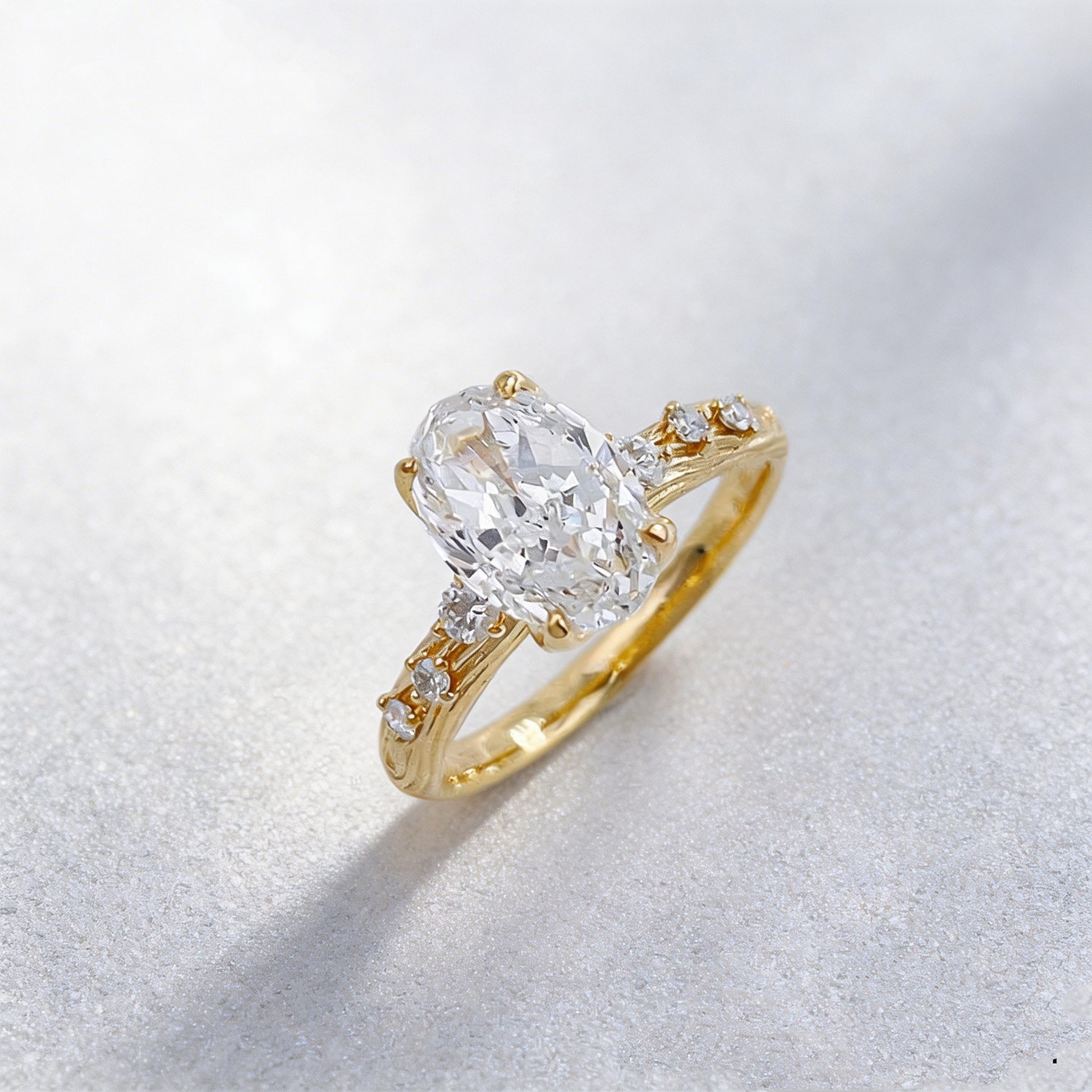 Oval-Cut Vintage Textured Diamond Ring