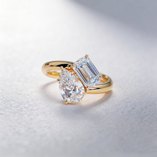 Emerald Cut & Pear Two-Stone Ring