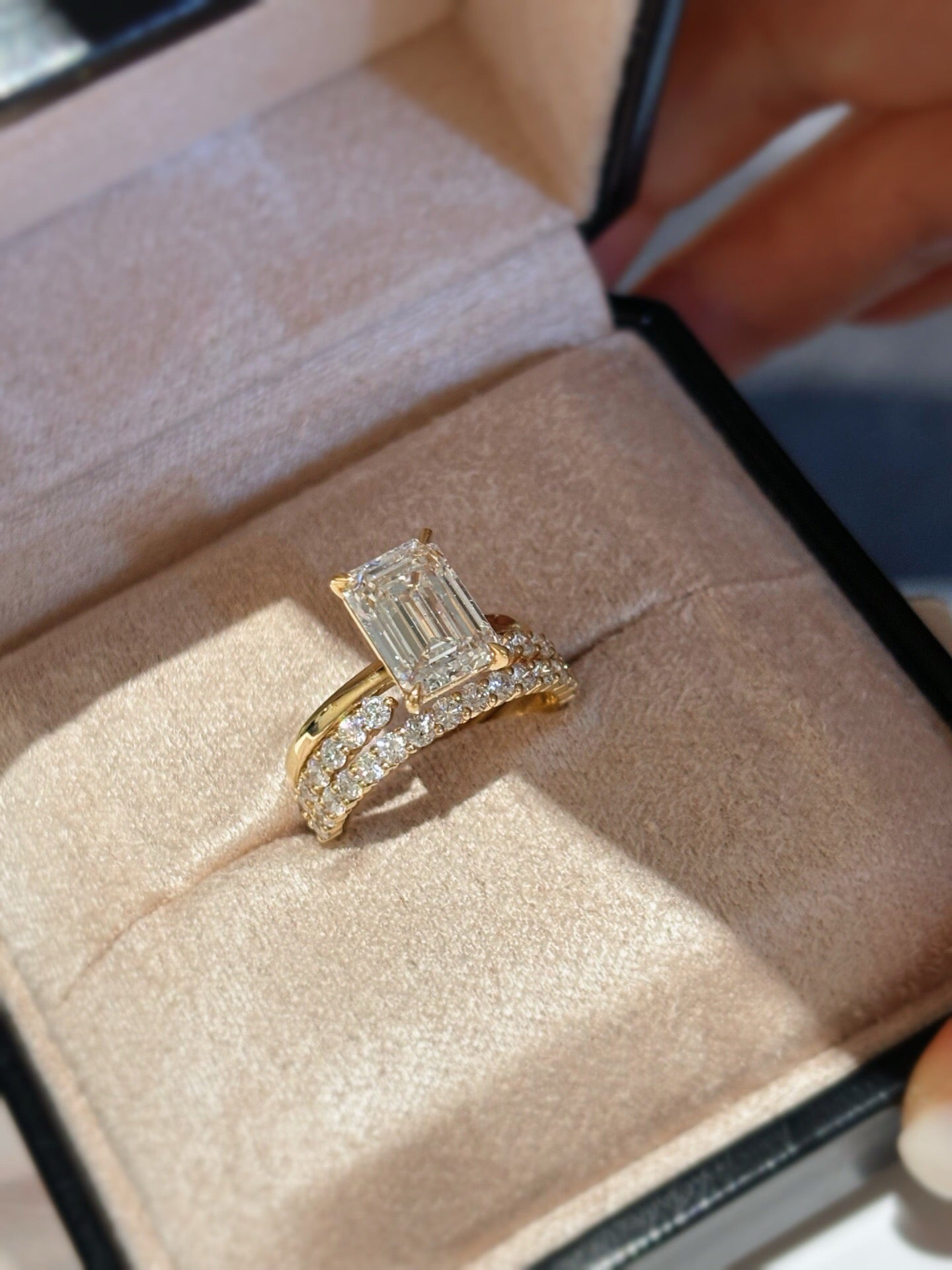 Emerald Cut Stacking Ring Set | The Ultimate Yellow Gold Elegance
