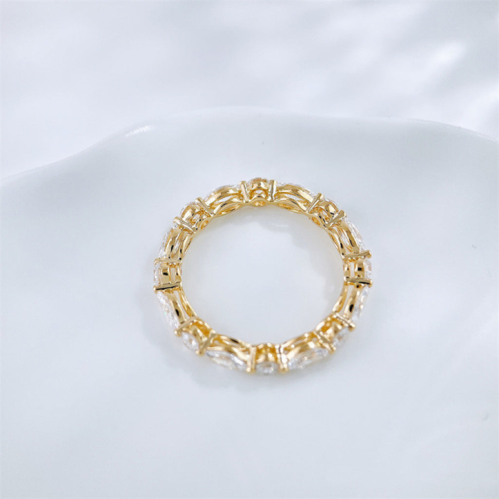 Lab Grown Diamond Alternating Wedding Band | Stackable Bridal Sparkle | 18K
