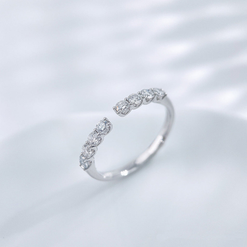 Open Stackable Band Ring with Lab-Grown Diamonds| Platinum Band