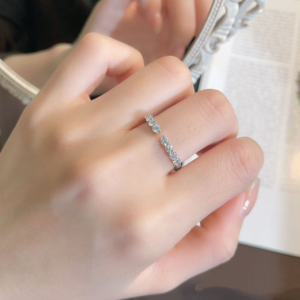 Open Stackable Band Ring with Lab-Grown Diamonds| Platinum Band
