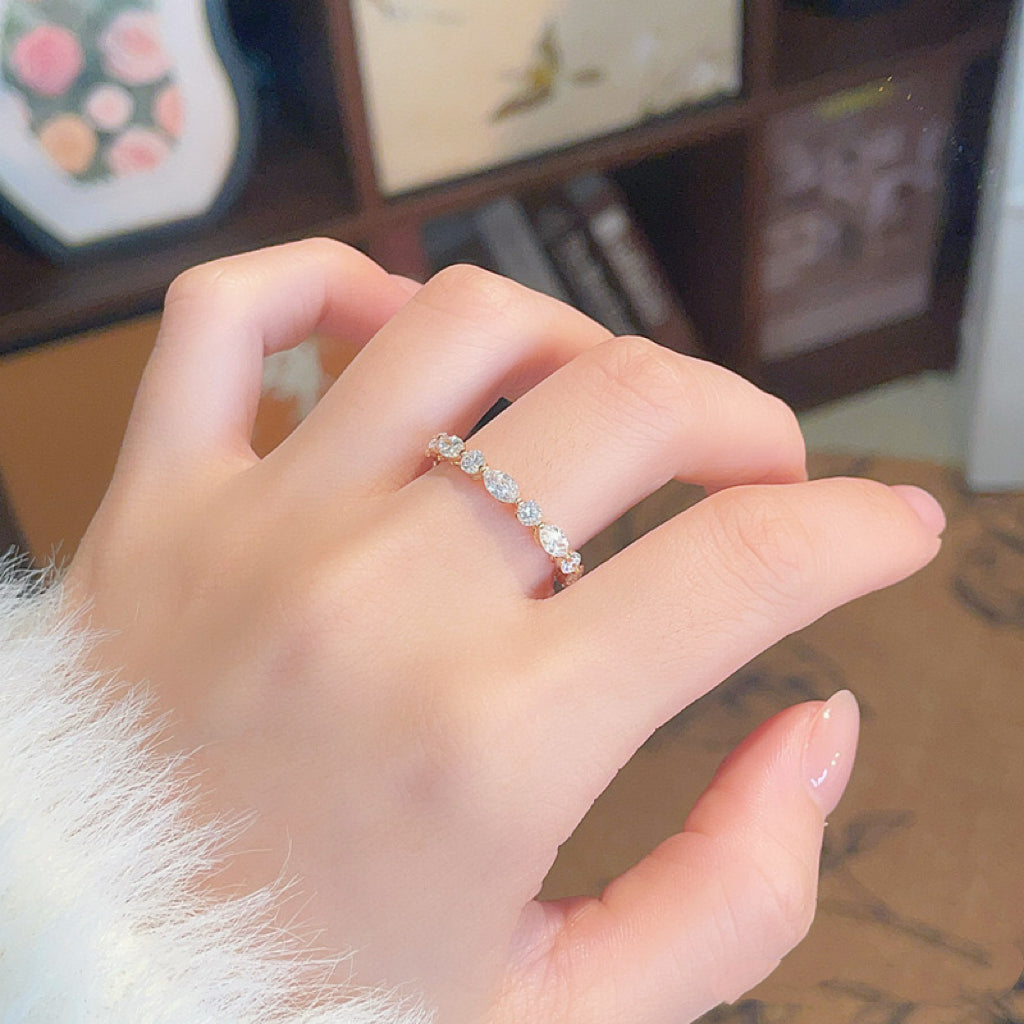 Lab Grown Diamond Alternating Wedding Band | Stackable Bridal Sparkle | 18K