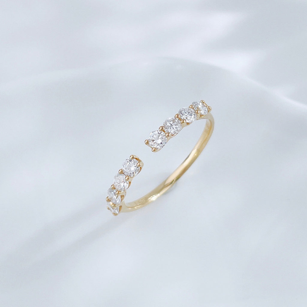 Ethical Open Stackable Ring with Lab-Created Diamonds | 18K Yellow Gold Band
