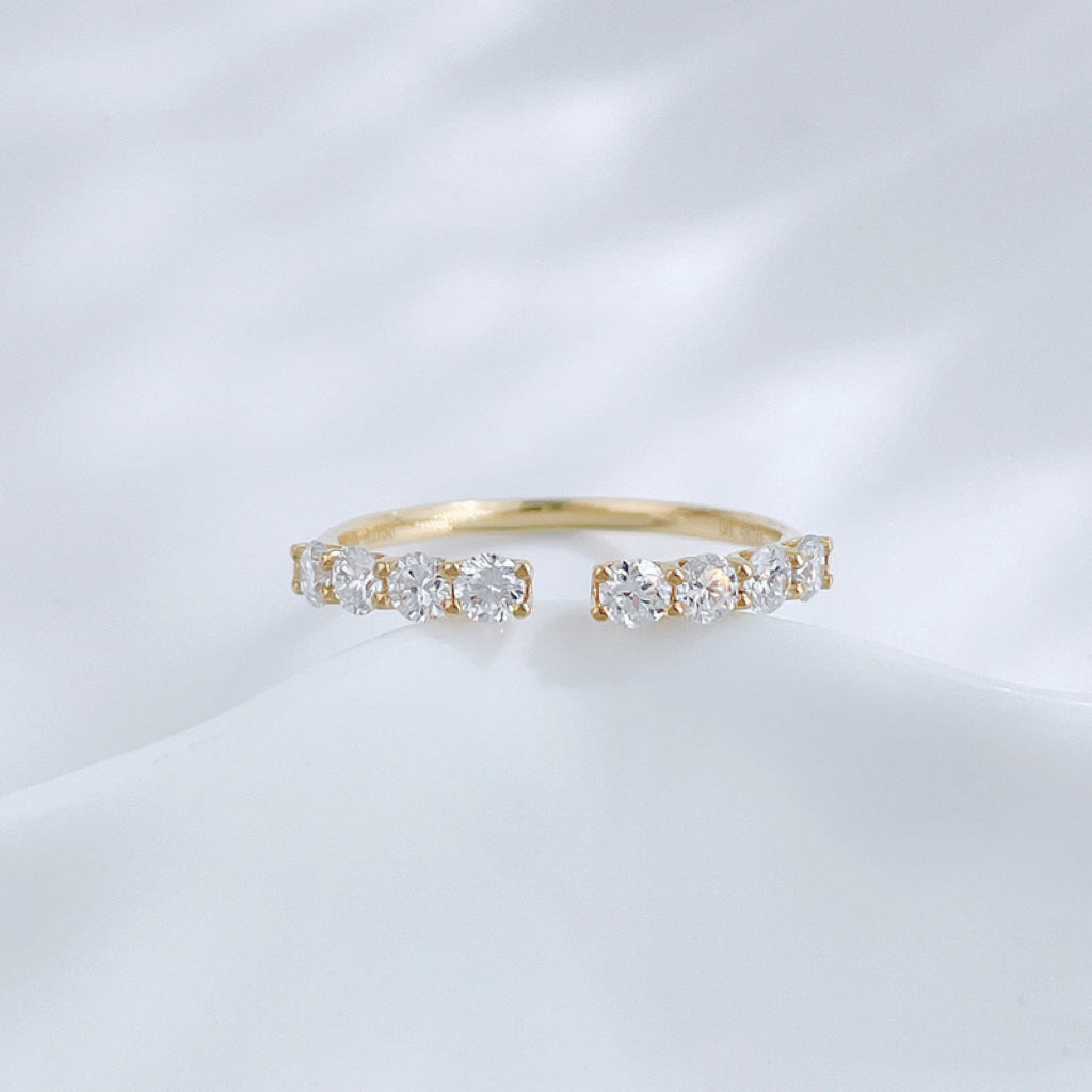Ethical Open Stackable Ring with Lab-Created Diamonds | 18K Yellow Gold Band