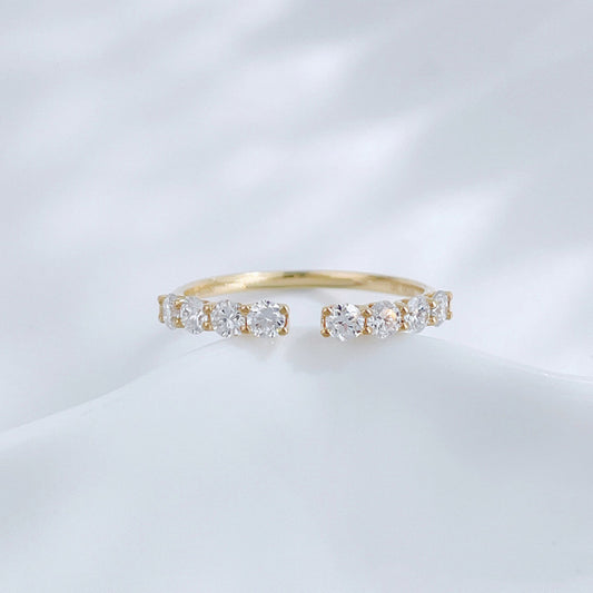 Ethical Open Stackable Ring with Lab-Created Diamonds | 18K Yellow Gold Band