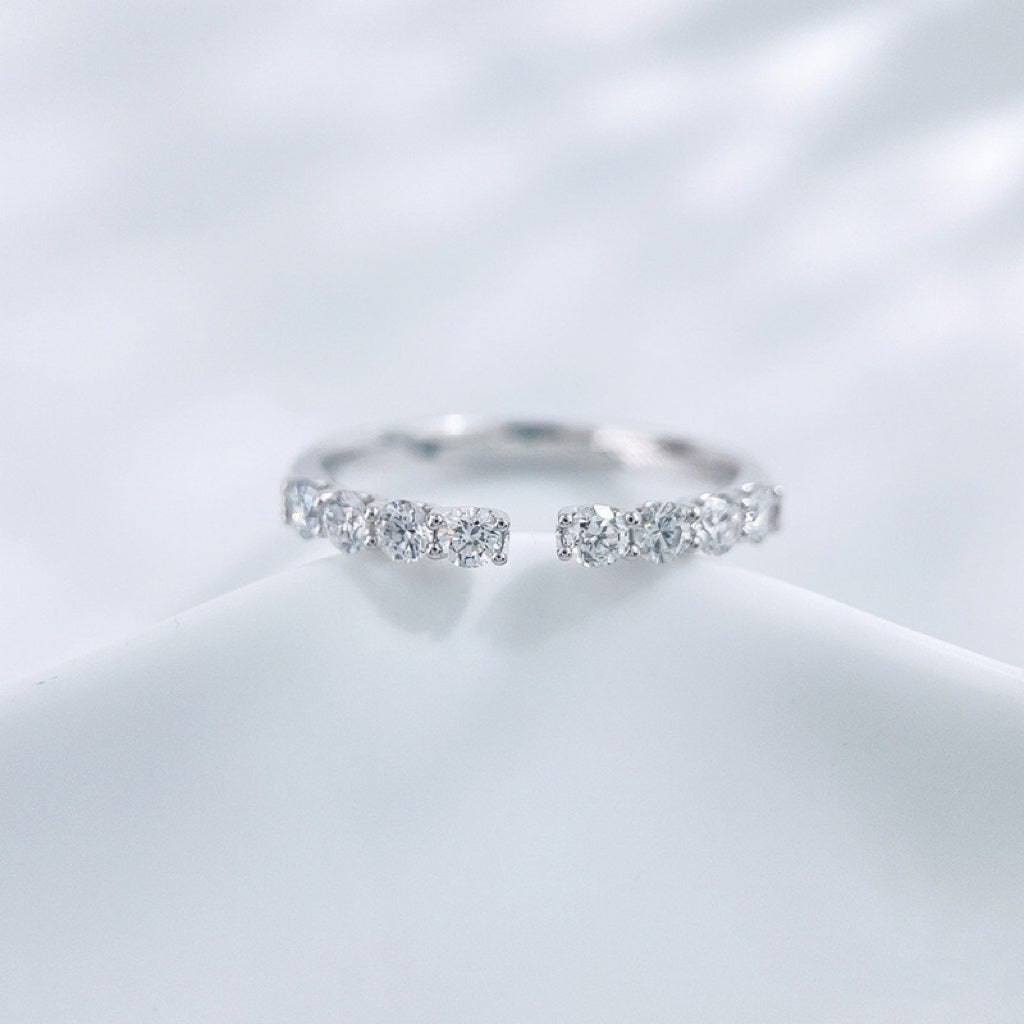 Open Stackable Band Ring with Lab-Grown Diamonds| Platinum Band